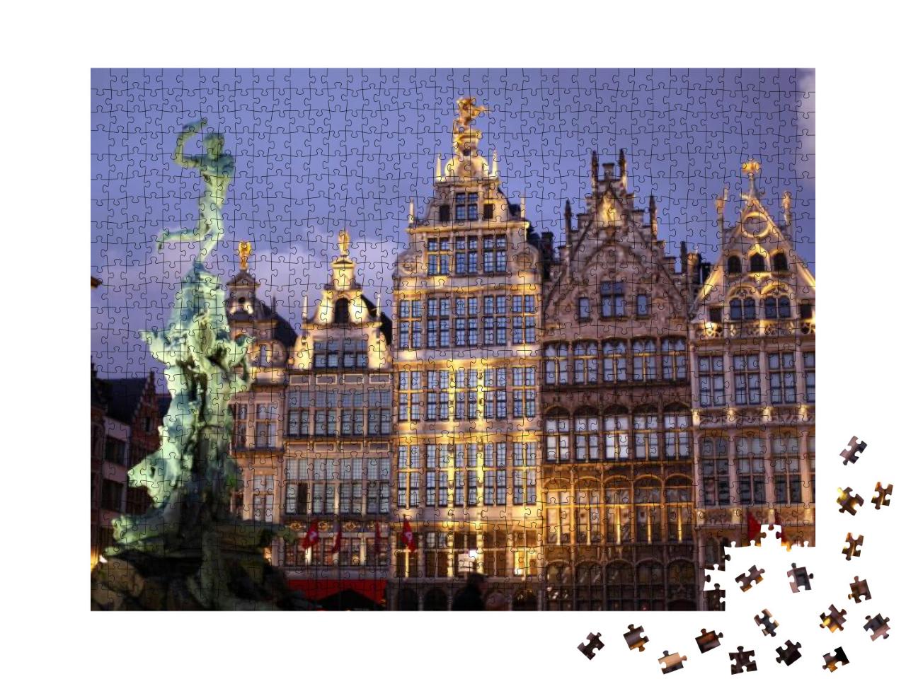 Grote Market Square in Antwerpen or Amtwerp in Belgium At... Jigsaw Puzzle with 1000 pieces