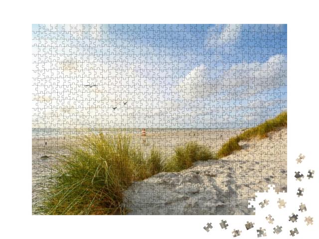View to Beautiful Landscape with Beach & Sand Dunes Near... Jigsaw Puzzle with 1000 pieces