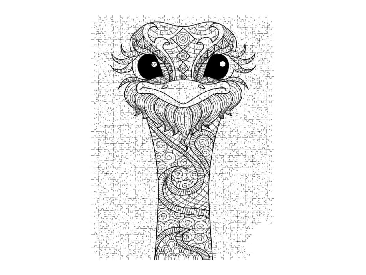 Hand Drawn Zentangle Ostrich for Coloring Page, Logo, T S... Jigsaw Puzzle with 1000 pieces