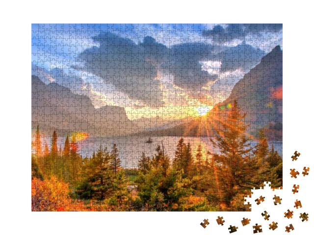 Saint Mary Lake & Wild Goose Island, Glacier National Par... Jigsaw Puzzle with 1000 pieces