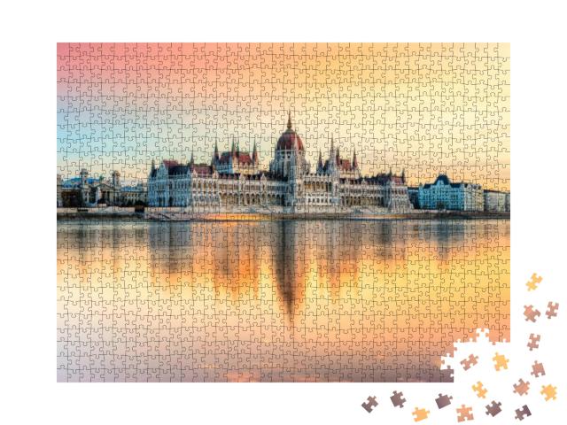 View of Budapest Parliament At Sunset, Hungary... Jigsaw Puzzle with 1000 pieces