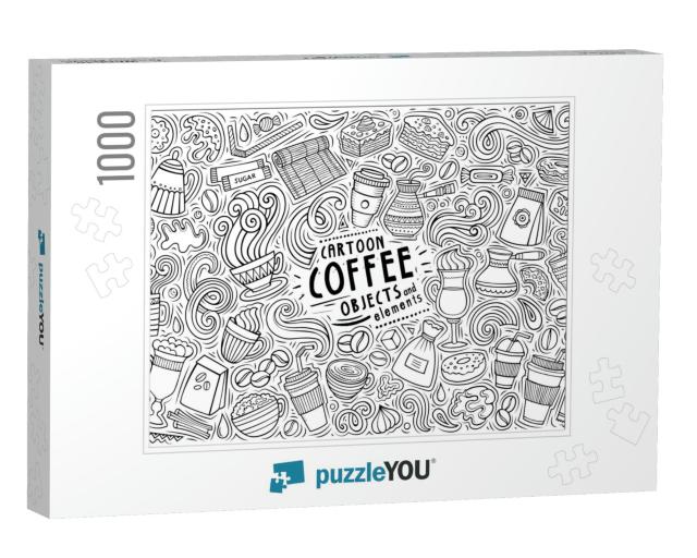 Sketchy Vector Hand Drawn Doodle Cartoon Set of Coffee Th... Jigsaw Puzzle with 1000 pieces