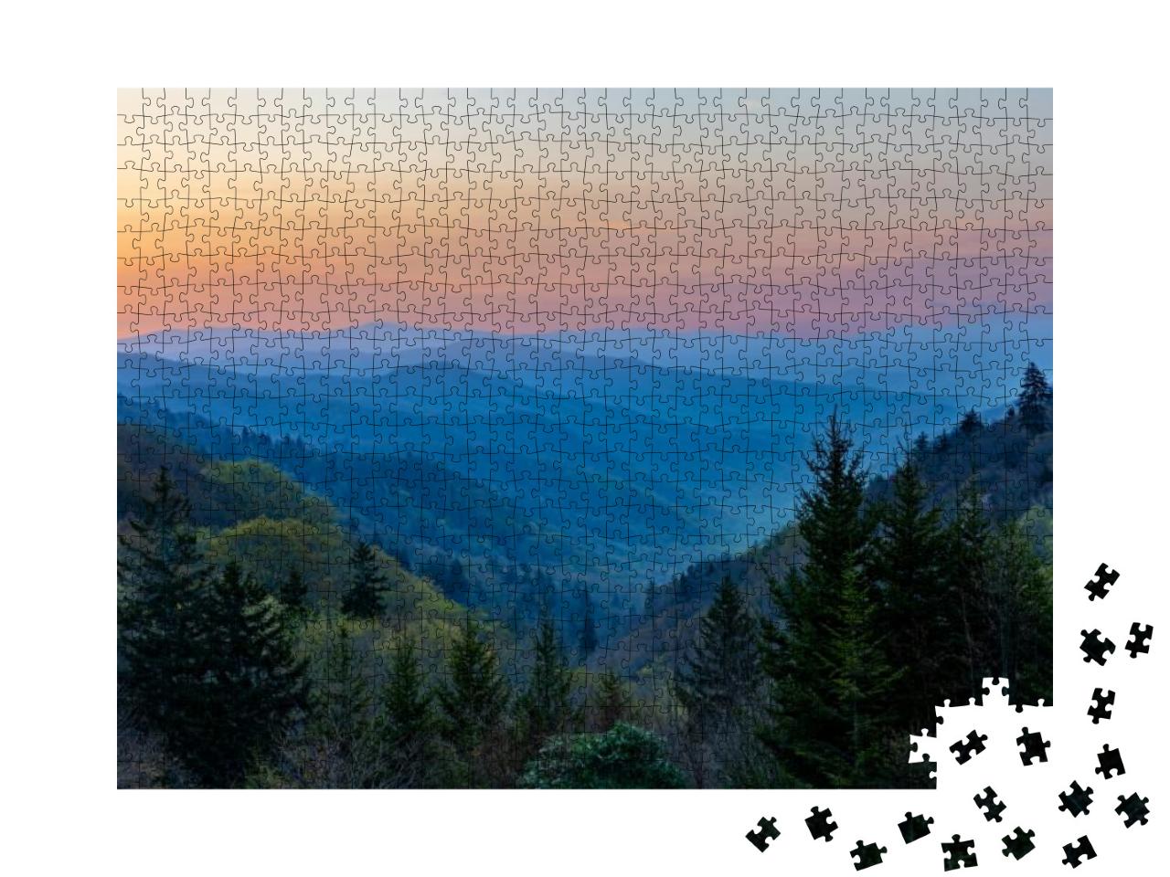 Sunrise At Great Smoky Mountains National Park... Jigsaw Puzzle with 1000 pieces