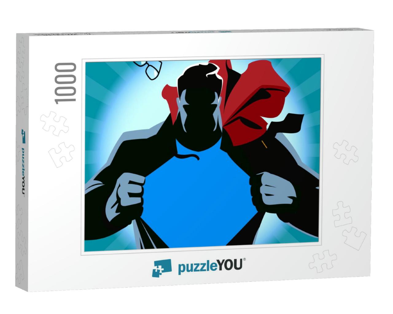 Superhero Tearing His Shirt. Vector Illustration. Silhoue... Jigsaw Puzzle with 1000 pieces