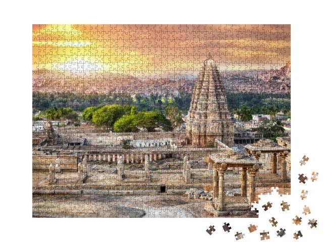 Virupaksha Temple View from Hemakuta Hill At Sunset in Ha... Jigsaw Puzzle with 1000 pieces