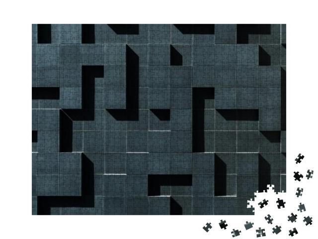Black, tetrominos Like, Wall Made Up of Geometric Shapes. Int... Jigsaw Puzzle with 1000 pieces
