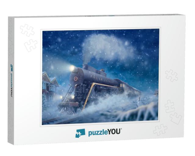 The Polar Express Old Fairy Train, a Snowy Landscape, Lit... Jigsaw Puzzle