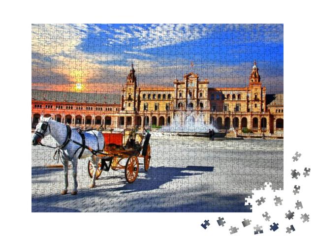 Landmarks of Spain - Piazza Espana in Seville, Andalusia... Jigsaw Puzzle with 1000 pieces