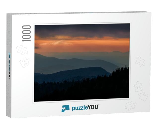 Sunset from Clingmans Dome in Great Smoky Mountains Natio... Jigsaw Puzzle with 1000 pieces