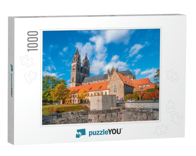 Magnificent Colorful Cathedral of Magdeburg in Autumn, Ge... Jigsaw Puzzle with 1000 pieces