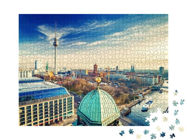 Aerial View on Alexanderplatz & Spree River, Berlin, Germ... Jigsaw Puzzle with 1000 pieces