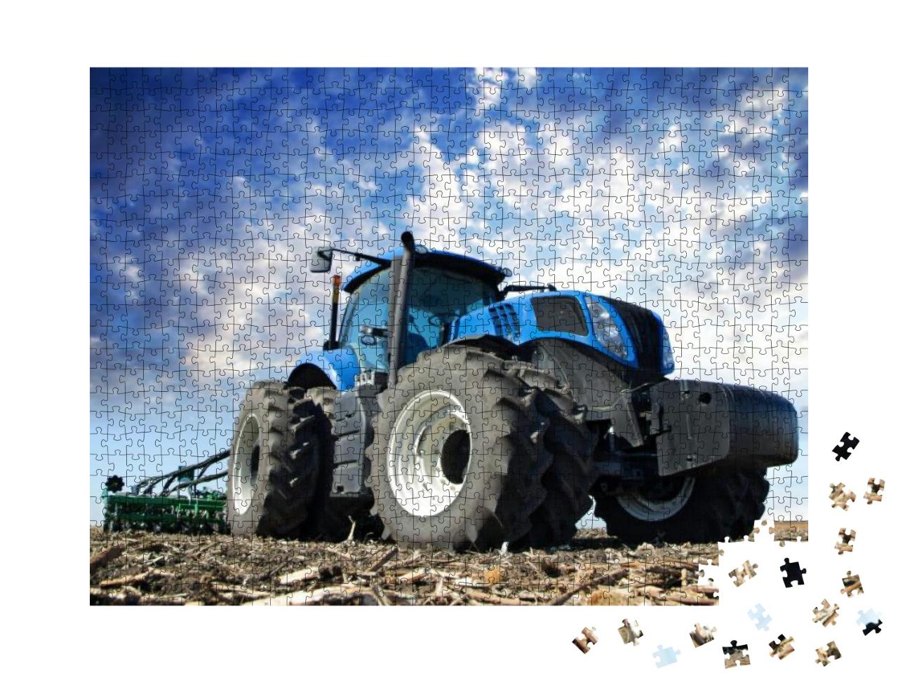 The Tractor Wheels on the Huge Field, a Farmer Riding a T... Jigsaw Puzzle with 1000 pieces