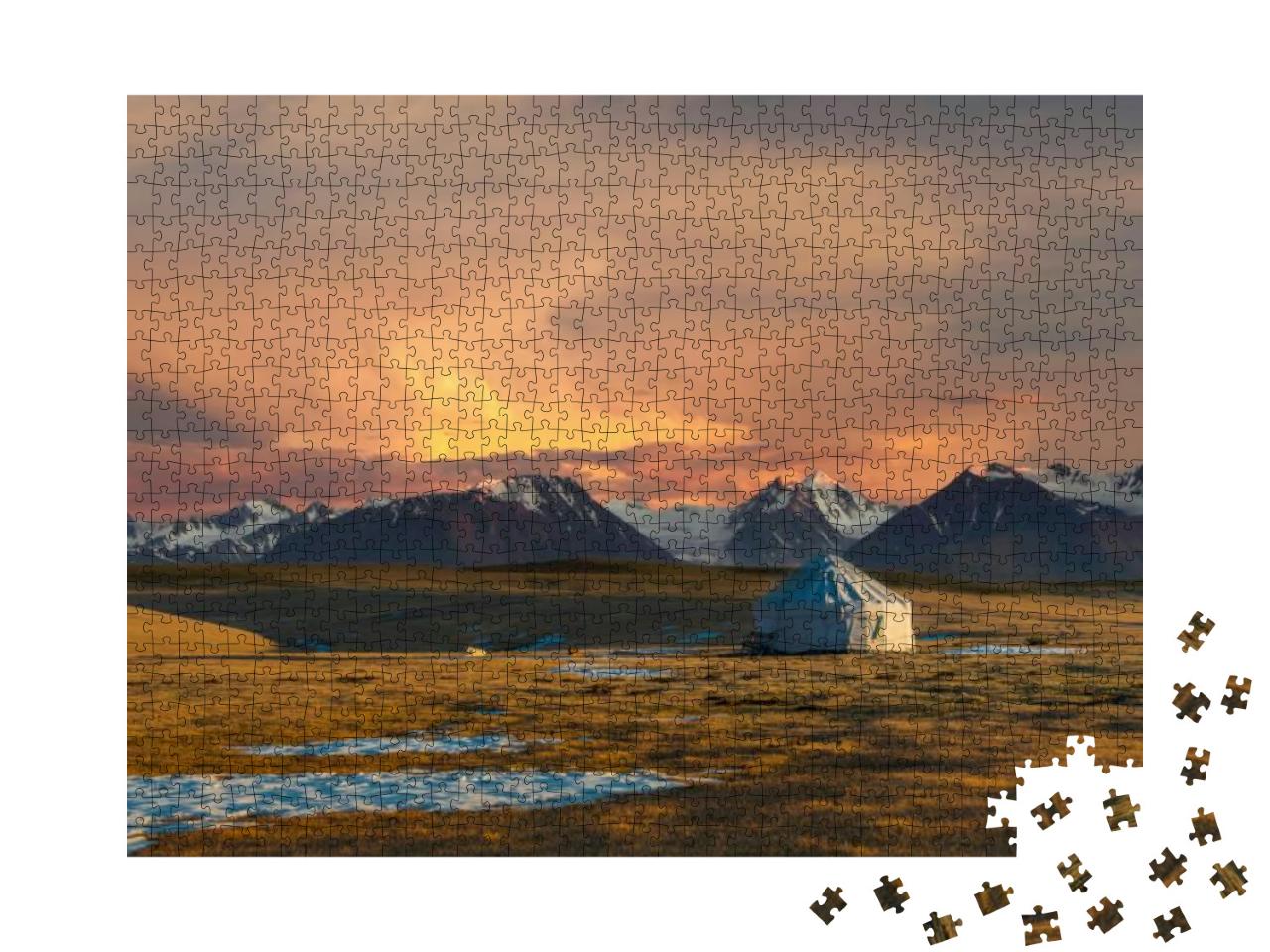 Kazakh Yurt on Steppe, Kazakhstan, Near Almaty City... Jigsaw Puzzle with 1000 pieces