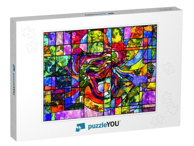 Stained Glass Series. Artistic Abstraction Composed of Or... Jigsaw Puzzle