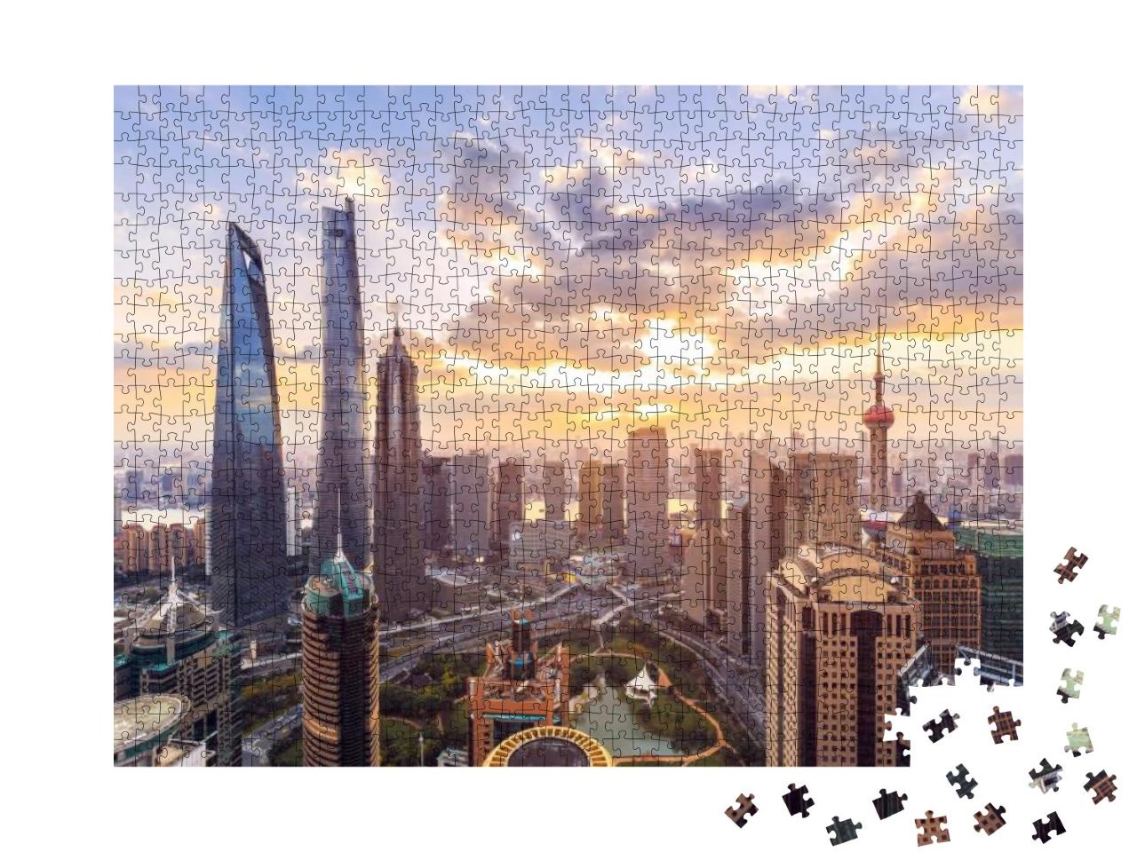 Shanghai Skyline & Cityscape At Sunset... Jigsaw Puzzle with 1000 pieces