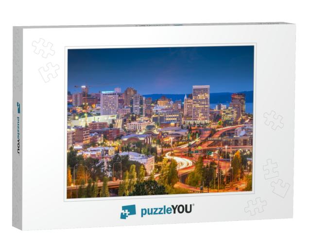 Tacoma, Washington, USA Skyline At Night... Jigsaw Puzzle