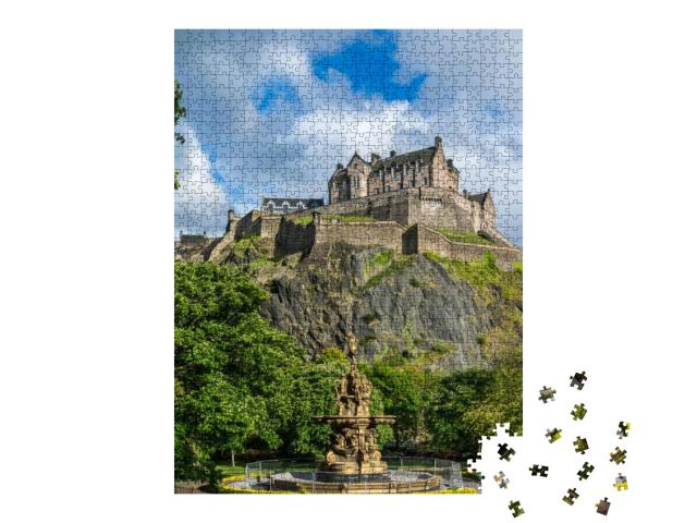 Edinburgh Castle, Scotland, from Princes Street Gardens... Jigsaw Puzzle with 1000 pieces