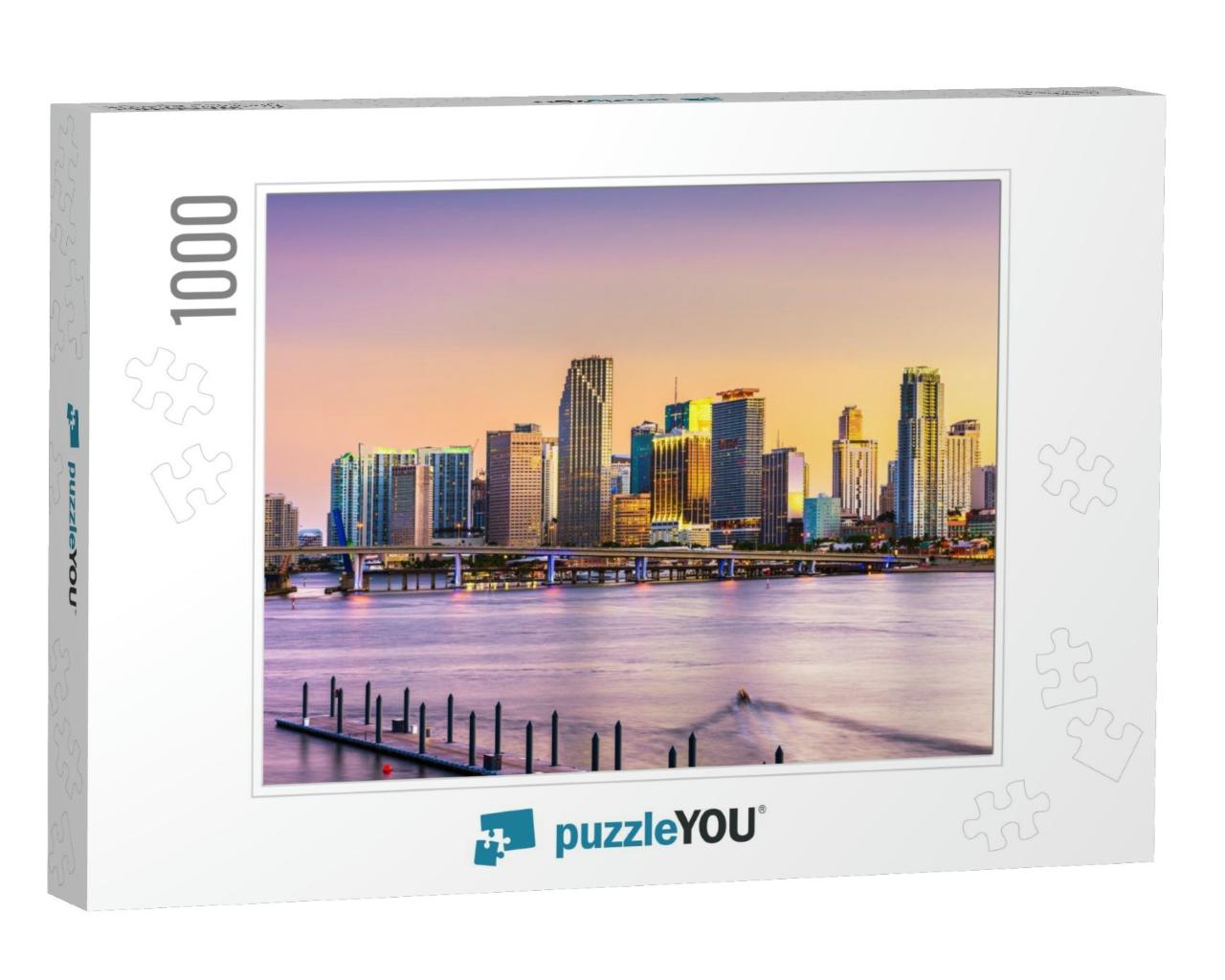 Miami, Florida, USA Skyline on Biscayne Bay At Dusk... Jigsaw Puzzle with 1000 pieces