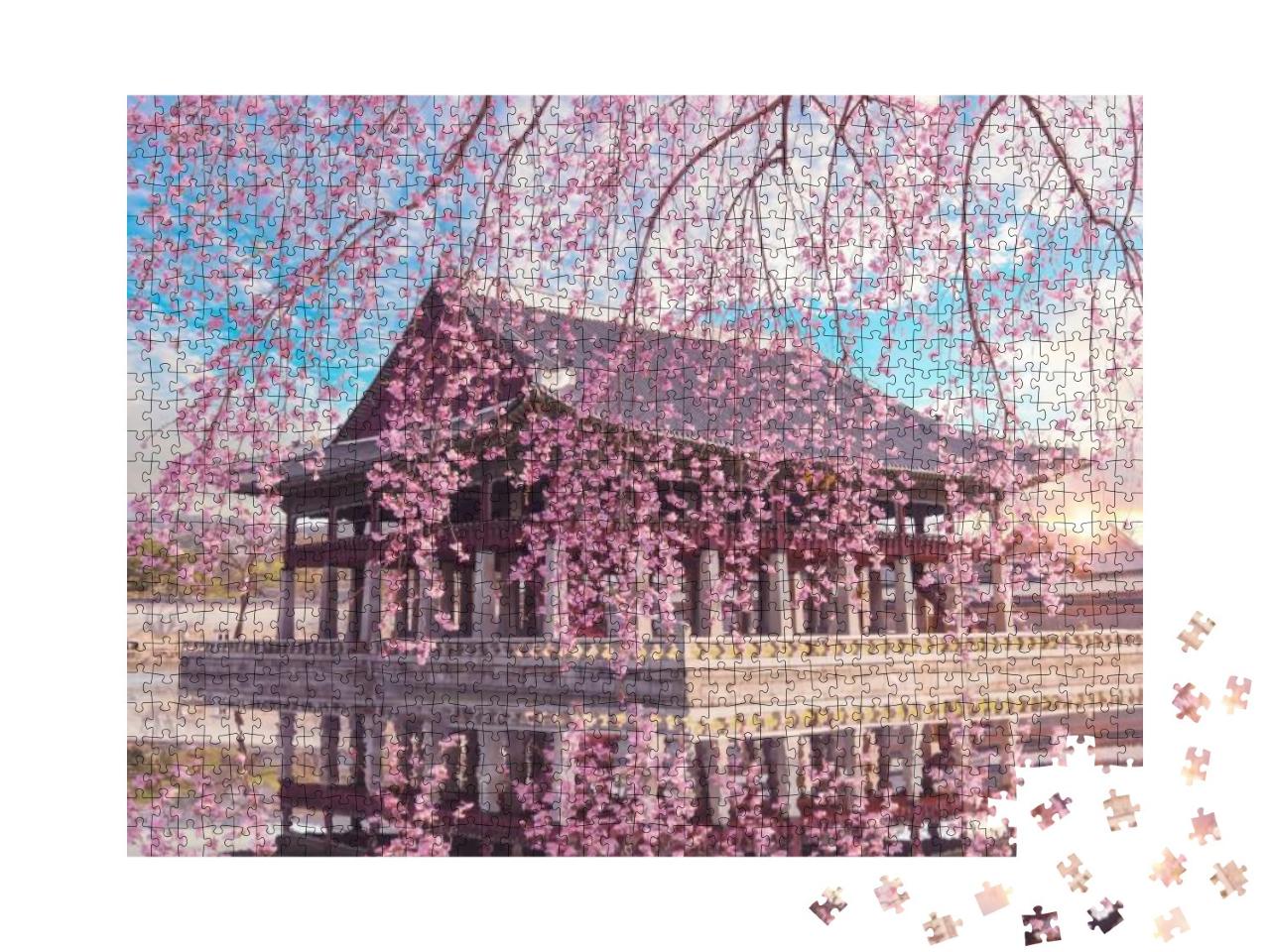 Cherry Blossom in Spring At Gyeongbokgung Palace Seoul, S... Jigsaw Puzzle with 1000 pieces
