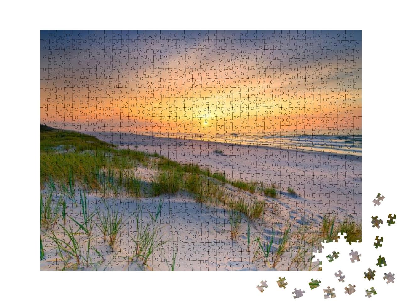 Beautiful Summer Sunset Over Beach At Baltic Sea... Jigsaw Puzzle with 1000 pieces