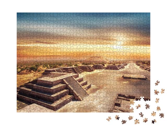 Teotihuacan, Avenue of the Dead & the Pyramid of the Sun... Jigsaw Puzzle with 1000 pieces