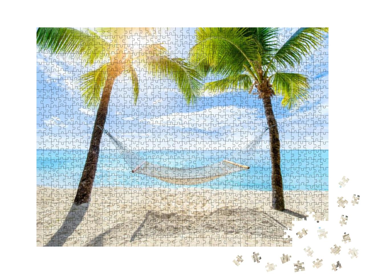 Hammock Between Two Coconut Trees on a Tropical Island wi... Jigsaw Puzzle with 1000 pieces