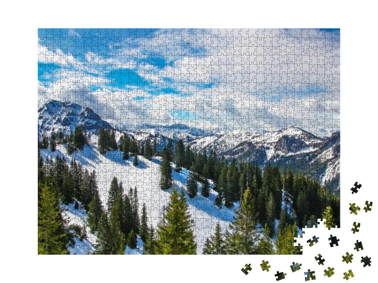 Panorama View from Tegelberg to the Alps Landscape. Sunny... Jigsaw Puzzle with 1000 pieces