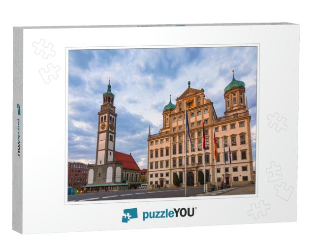 Augsburg Cityscape with Perlach Tower Perlachturm & Town... Jigsaw Puzzle
