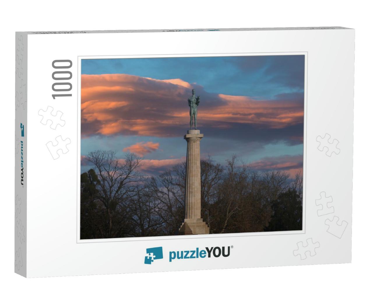 Kalemegdan Fortress, Victor Monument At Sunset, Belgrade... Jigsaw Puzzle with 1000 pieces