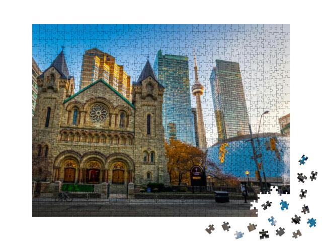 Panoramic View of St Andrews Presbyterian Church & Cn Tow... Jigsaw Puzzle with 1000 pieces