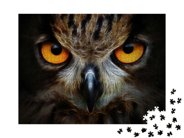 Fractals Background Owl Portrait Animal... Jigsaw Puzzle with 1000 pieces