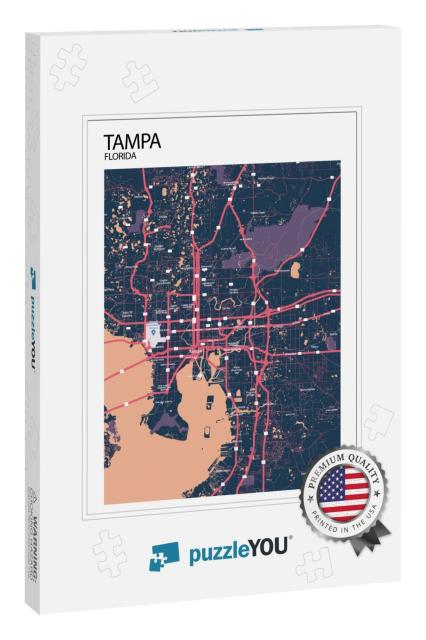 Poster Tampa - Florida Map. Road Map. Illustration of Tam... Jigsaw Puzzle