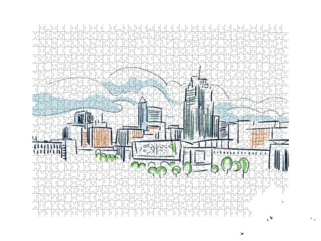 Raleigh North Karolina USA America Vector Sketch City Illu... Jigsaw Puzzle with 1000 pieces