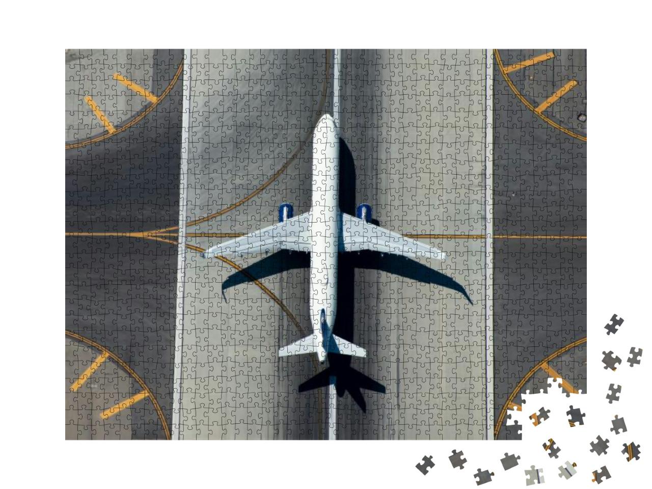 Aerial View of Narrow Body Aircraft Departing Airport Run... Jigsaw Puzzle with 1000 pieces