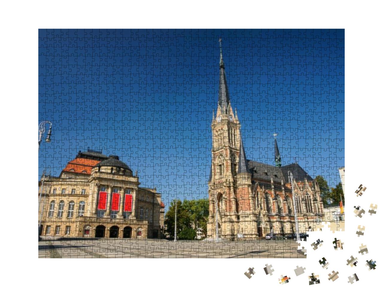 Theaterplatz Chemnitz with Opera... Jigsaw Puzzle with 1000 pieces