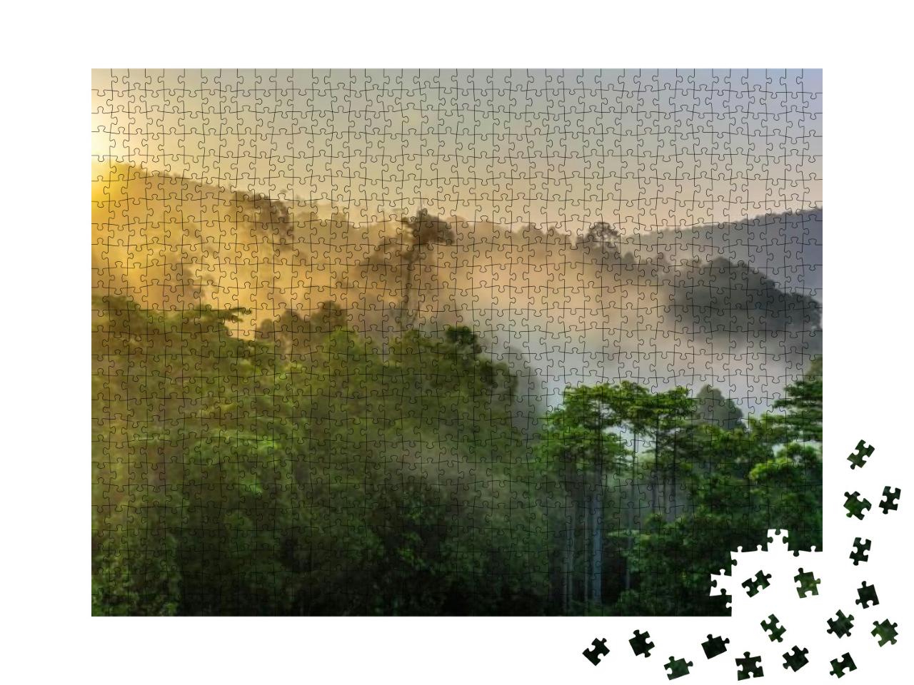 Tropical Rainforest, Stunning View of Borneo Rainforest w... Jigsaw Puzzle with 1000 pieces