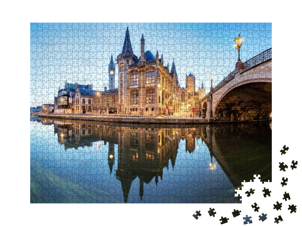 Ghent, Belgium During Night, Gent Old Town... Jigsaw Puzzle with 1000 pieces