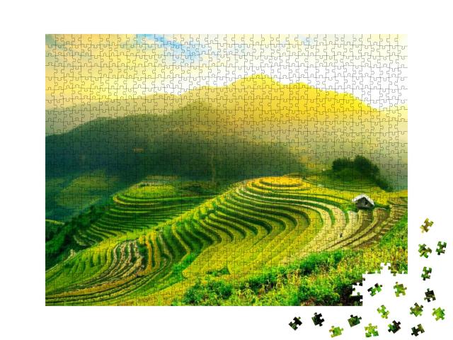 Rice Fields on Terraced of Mu Cang Chai, Yenbai, Vietnam... Jigsaw Puzzle with 1000 pieces
