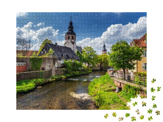 Cityscape by the River Alb in Ettlingen, Black Forest, Ba... Jigsaw Puzzle with 1000 pieces