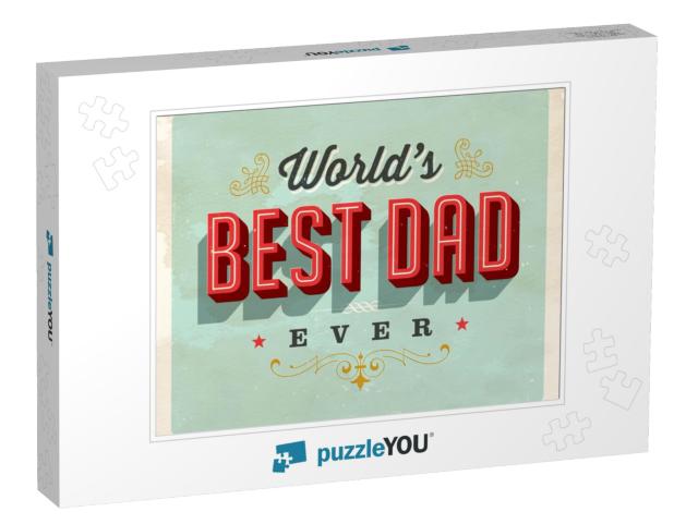 Vintage Style Postcard - Worlds Best Dad Ever - V... Jigsaw Puzzle