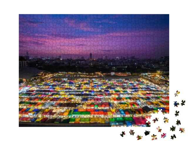 Train Night Market At Bangkok, Thailand... Jigsaw Puzzle with 1000 pieces
