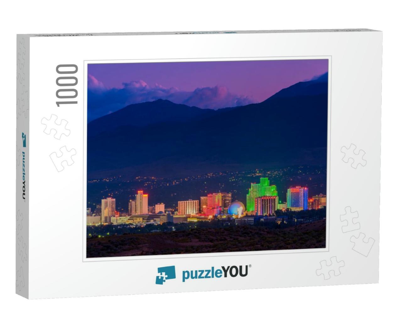 Skyline of Reno Nevada USA At Dusk... Jigsaw Puzzle with 1000 pieces