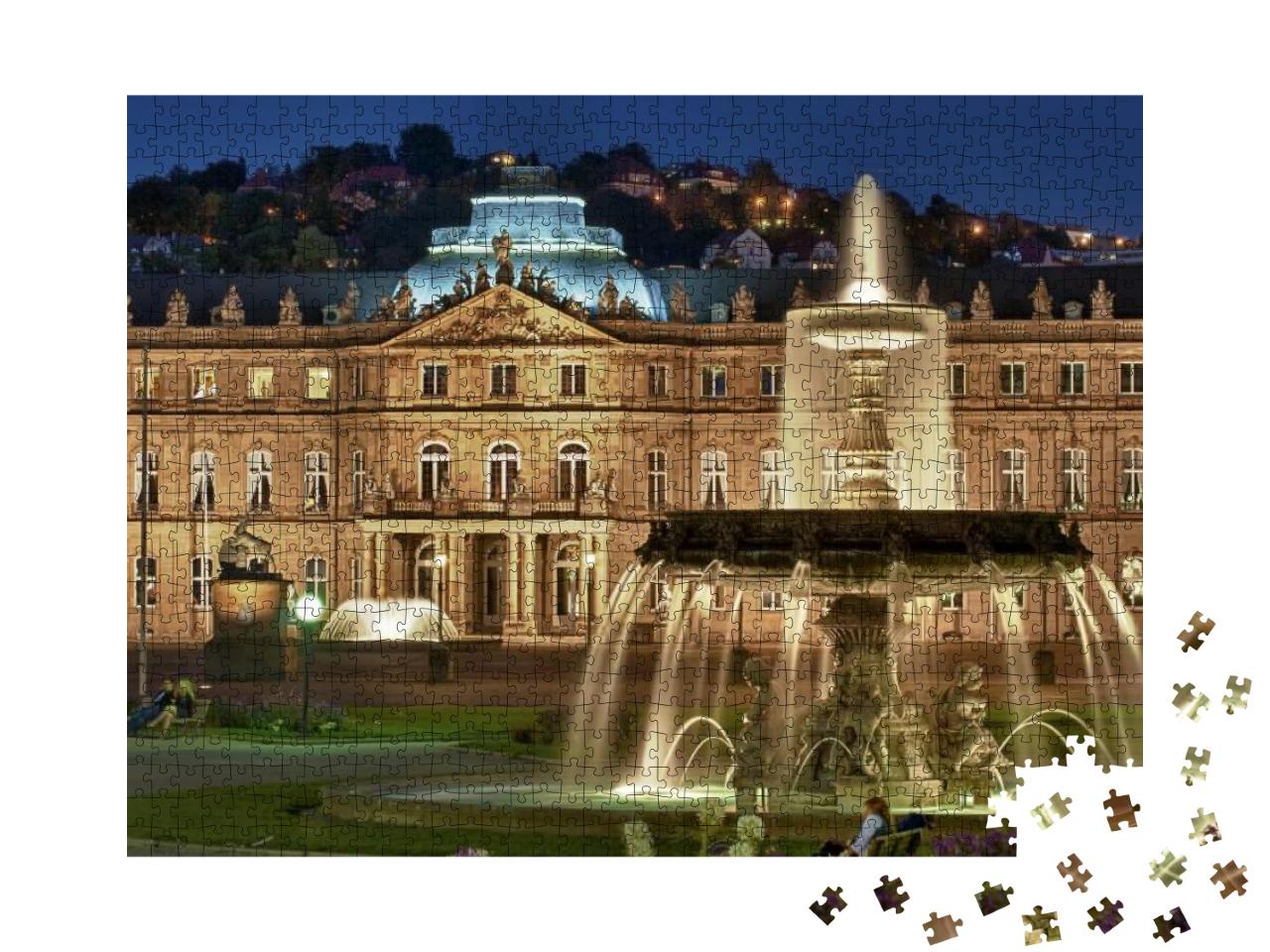 Fountain At Neues Schloss Stuttgart, Germany... Jigsaw Puzzle with 1000 pieces