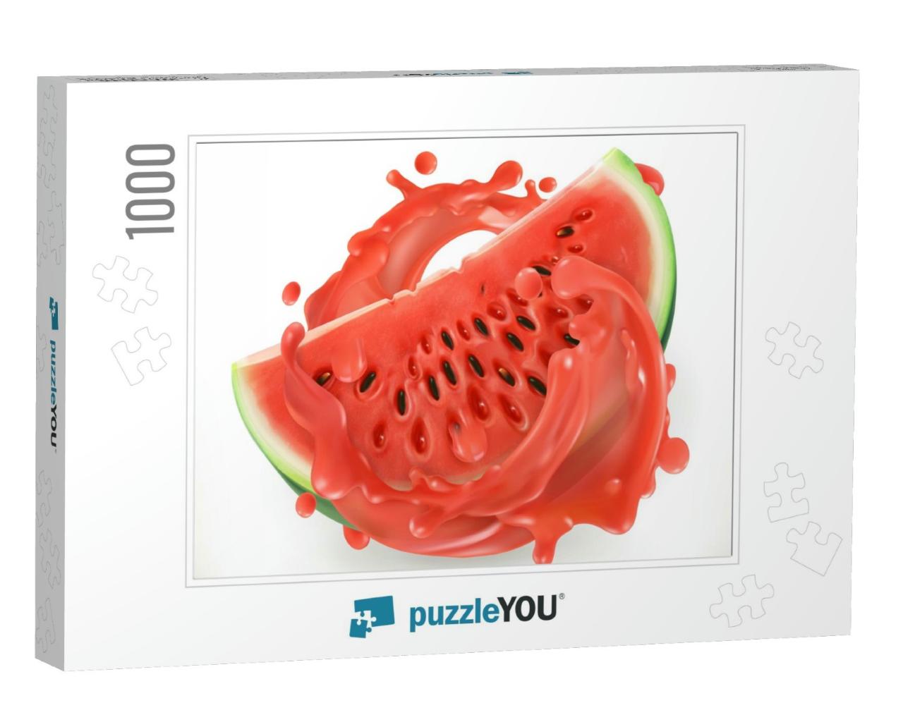 Watermelon Juice. Fresh Fruit. 3D Realism, Vector Icon... Jigsaw Puzzle with 1000 pieces
