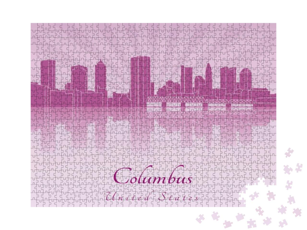 Columbus Skyline in Purple Radiant Orchid... Jigsaw Puzzle with 1000 pieces