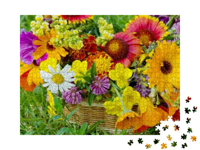 Beautiful Flowers in a Basket... Jigsaw Puzzle with 1000 pieces
