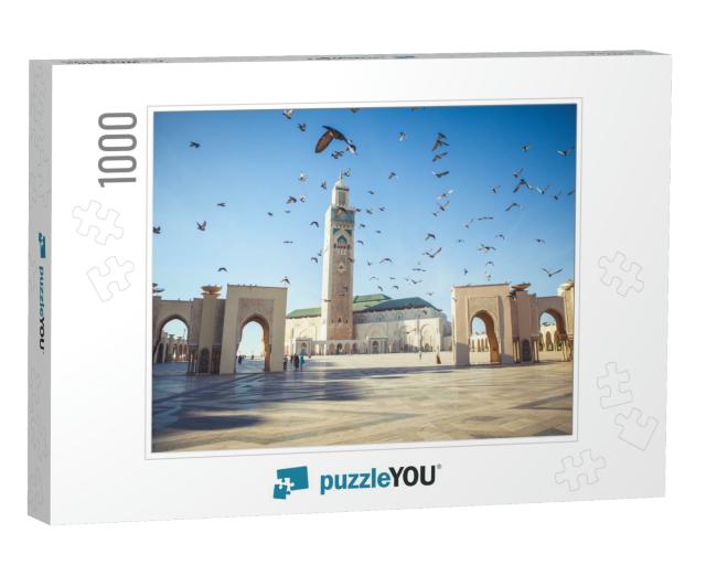 The Pigeons Soared Over the Area of the Mosque Hassan Ii... Jigsaw Puzzle with 1000 pieces