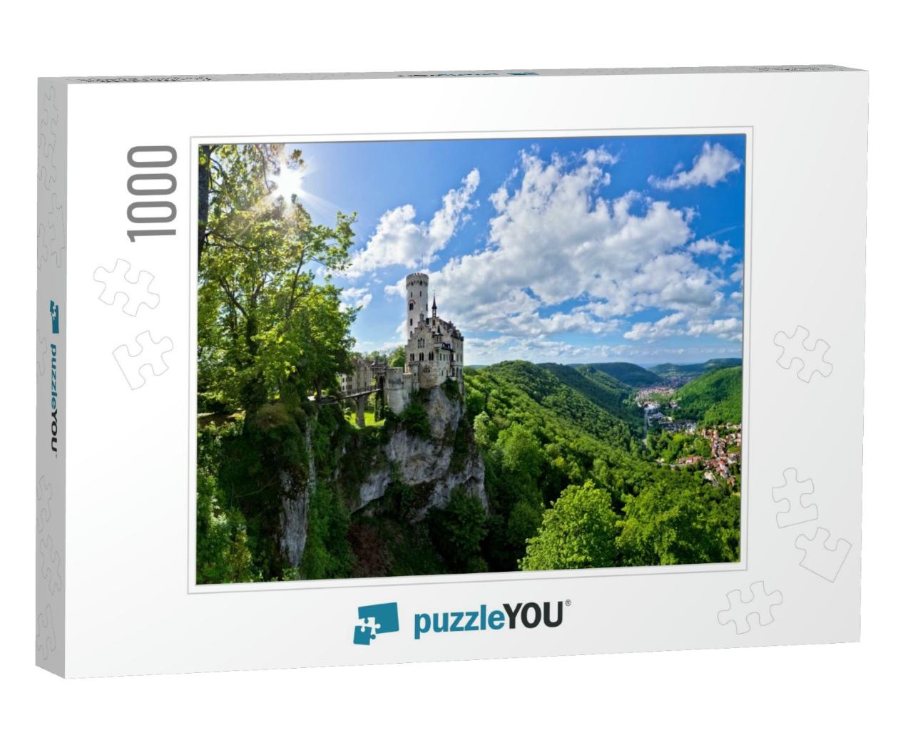 Panoramic View of the Lichtenstein Castle & the Echaz Val... Jigsaw Puzzle with 1000 pieces