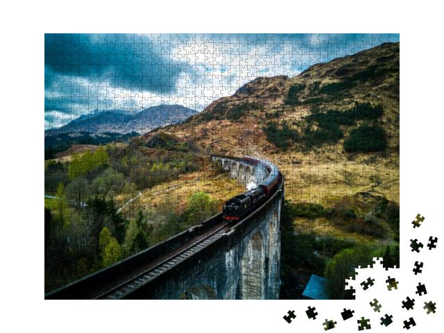 Steam Train on Famous Glenfinnan Viaduct, Scotland... Jigsaw Puzzle with 1000 pieces