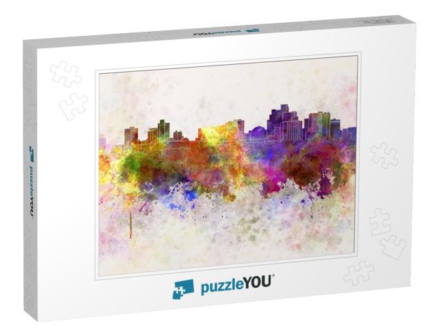 Reno Skyline in Watercolor Background... Jigsaw Puzzle